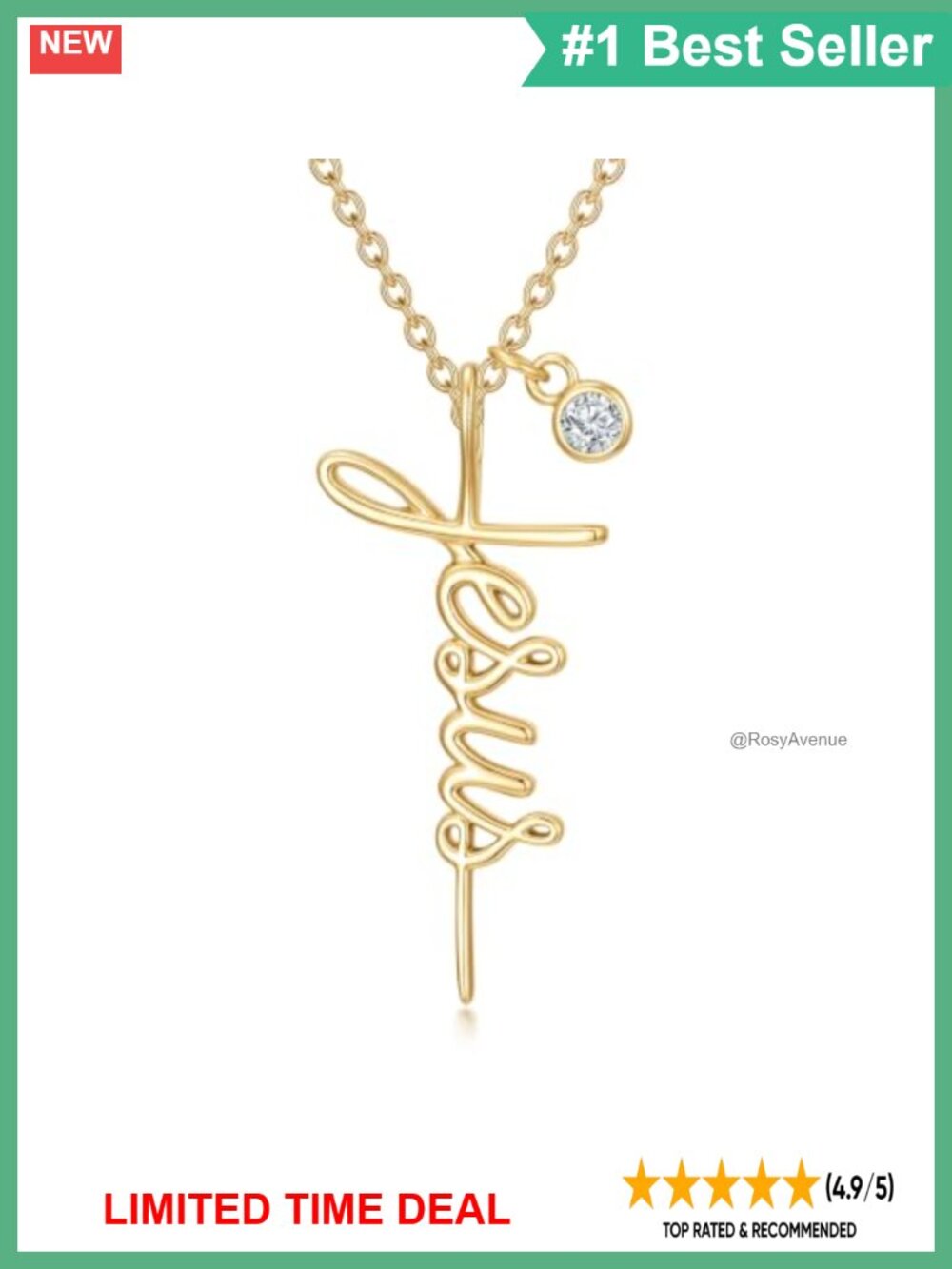 14K Gold Plated Cross Necklace White Zircon Pendant 18-20" Chain
